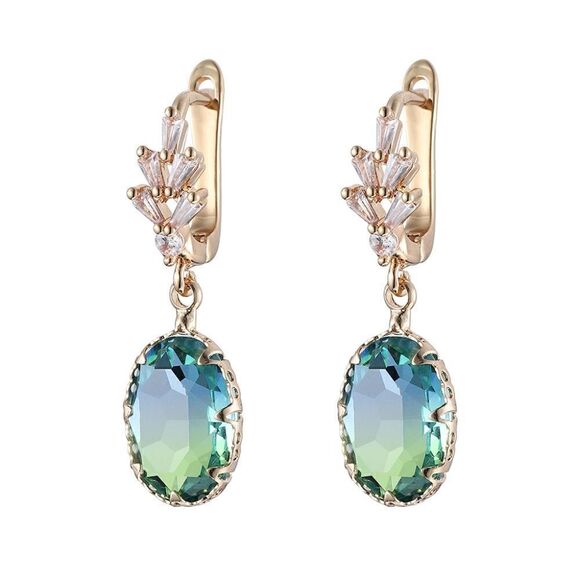 boutique Jewelry - Gemstone Drop Earrings Blue Green Gold plated Fashion